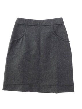 Chanel 11A 11 Wool Angora Mix Trapeze Skirt With Coco Mark Metal Buttons